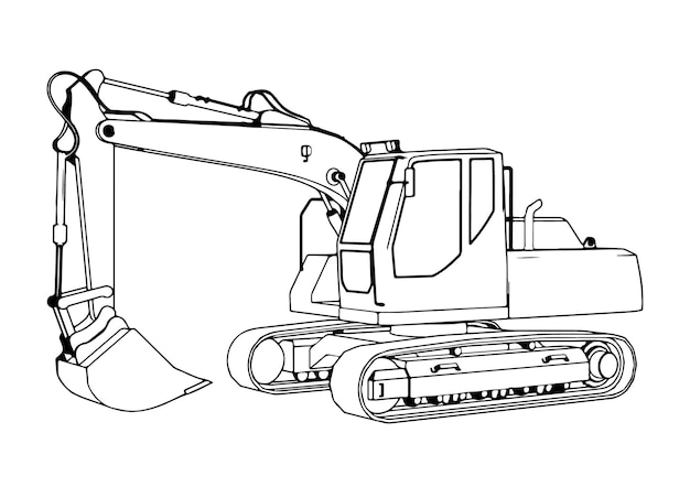 Excavator sketch on white background vector