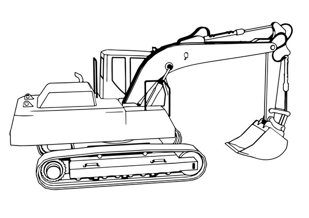 Vettore disegno di un escavatore su un vettore a sfondo bianco