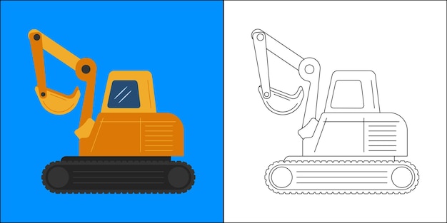 子供のぬりえページベクトルイラストに適した掘削機