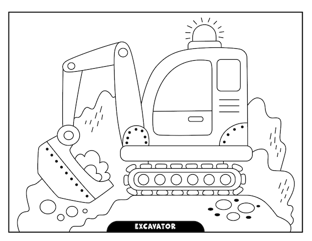 Excavator truck coloring pages for kids