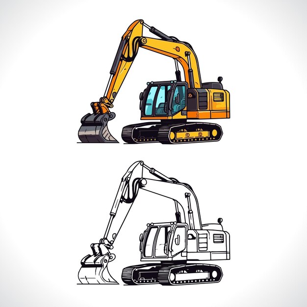 Vector excavator vector illustration excavator logo design