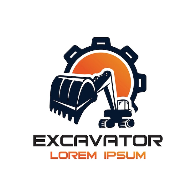 Excavator Vector Logo Template. Excavator logo. Excavator isolated. Digger, construction, backhoe, construction business icon. Construction equipment design elements.