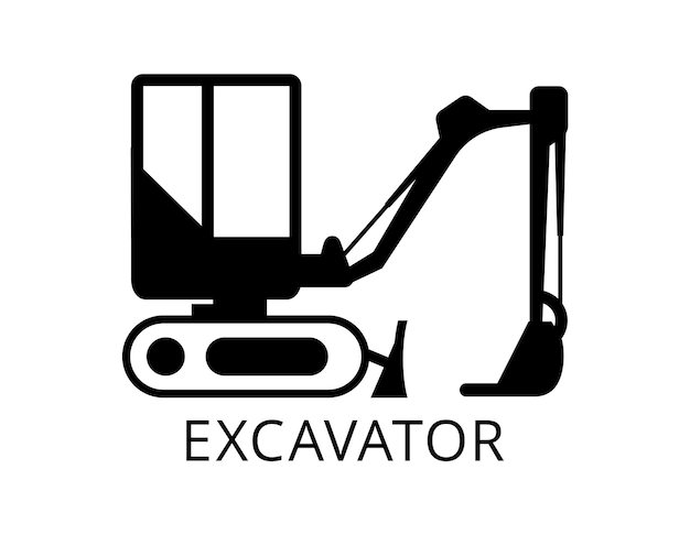 Excavator vehicles isolated vector Silhouettes