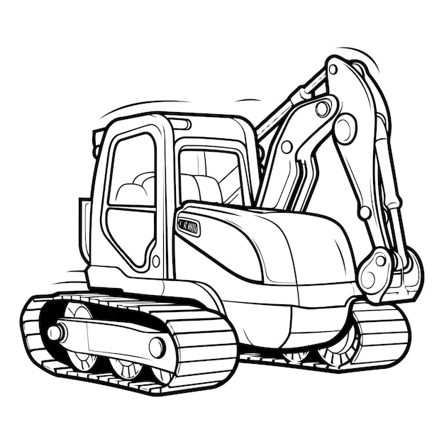 Vettore escavatore su uno sfondo bianco di un'escavatore