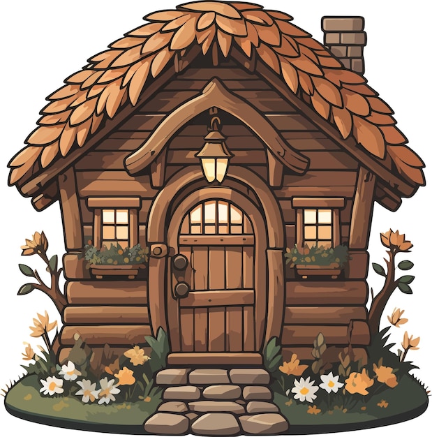 Excellent and cuteness elf house vector art