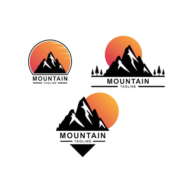 Excellent Mountain Logo  Bundle with Sunset