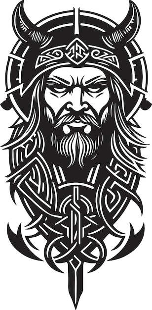 Excellent and powerful viking emblem art vector