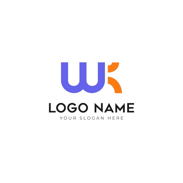 Vector excellent simple modern wk letter logo design