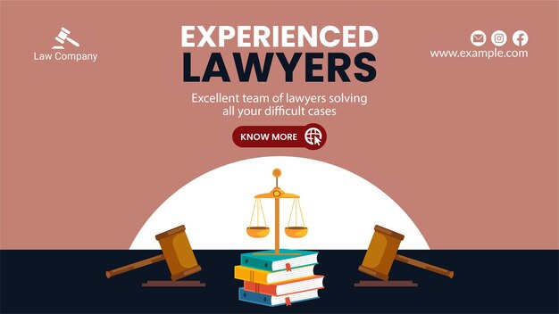 Excellent team of lawyers solving all your difficult cases landscape banner design