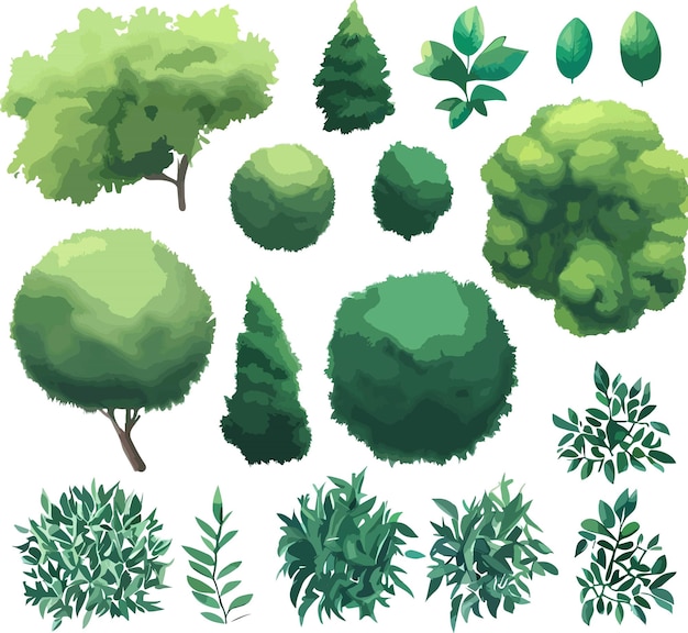 Excellent trees bushes shrubs seasesonal vector art