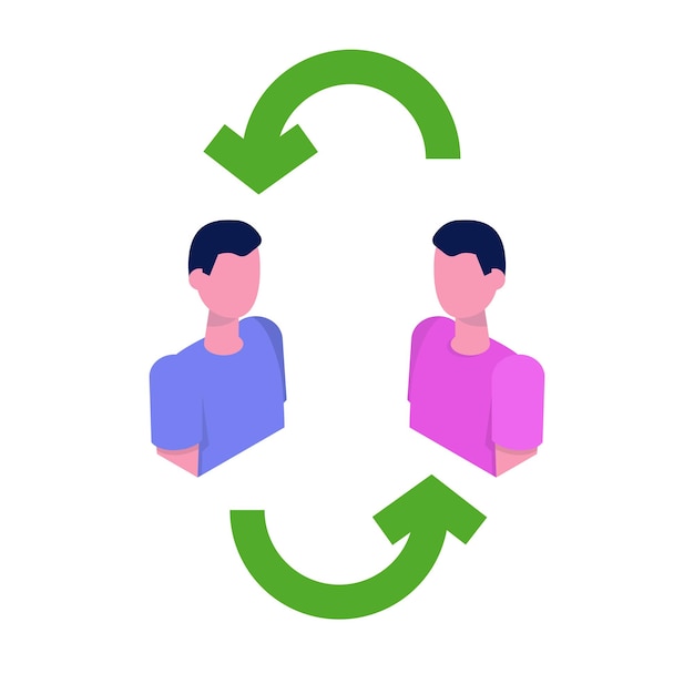 교환 사용자 변경 crm 클라이언트 교체 개념 이소메트릭 터 일러스트레이션