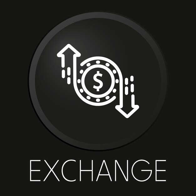 Exchange minimal vector line icon on 3D button isolated on black background Premium Vector