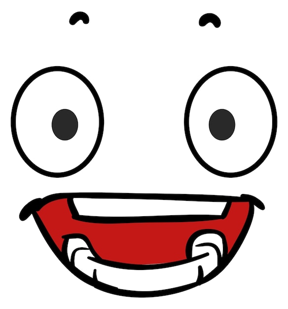 Vector excited cartoon face retro comic amazed expression