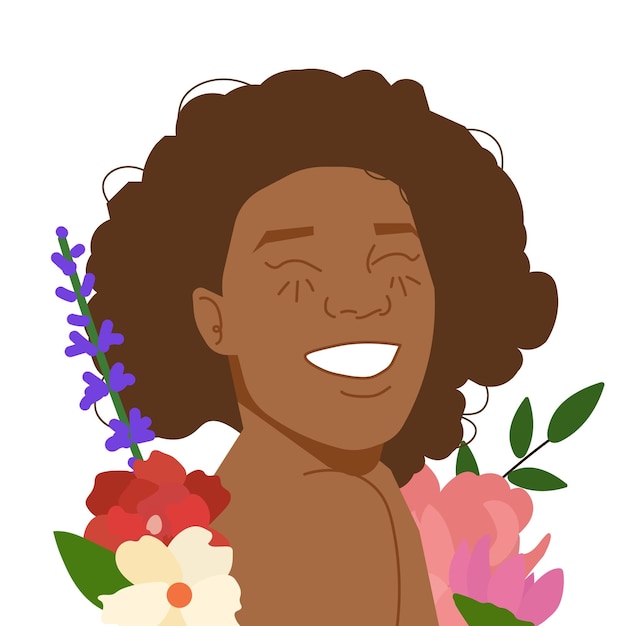 excited cheerful flourish happy woman smiling in flat illustration