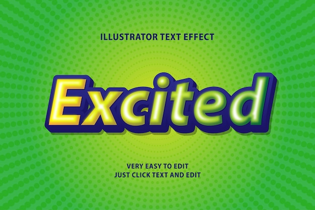 Excited green text effect, editable text