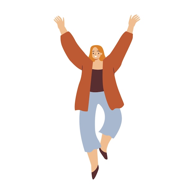 Excited woman jumping celebrating success