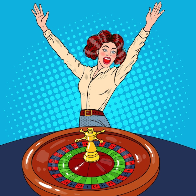 Excited Woman Behind Roulette Table