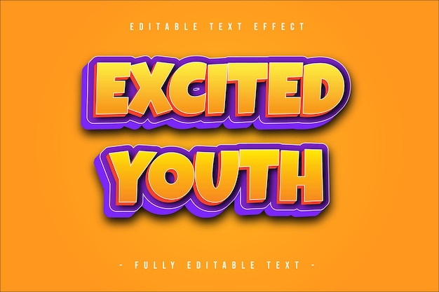 Excited youth editable text effect 3d cartoon style