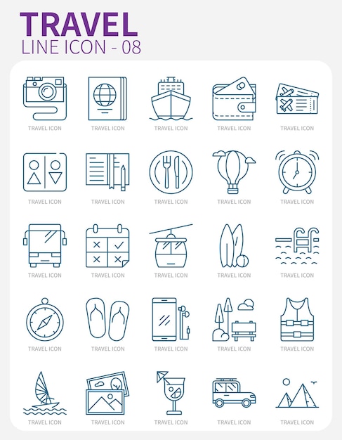 Exciting world travel vacation line icon