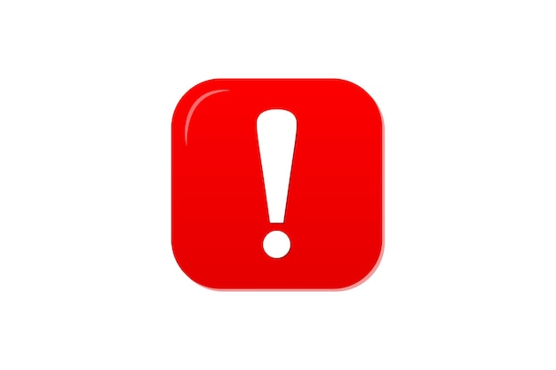 Exclamation icon with warning attention mark isolated on red circle