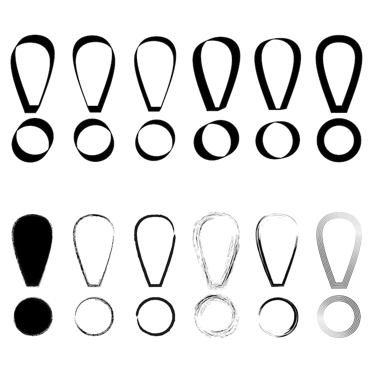 Вектор exclamation mark icon warning symbol shape alert figure variation vector contrast form