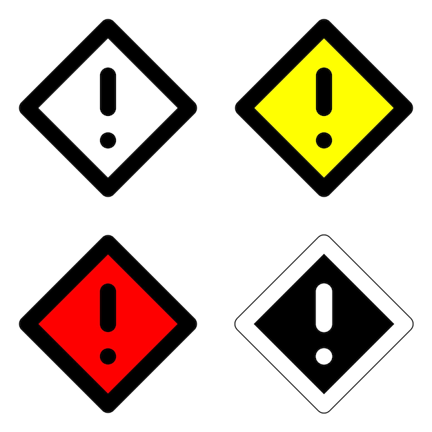 벡터 다양한 색상의 경고 표지판, 교통 경고 표지판, 위험 표지판, 평평한 디자인