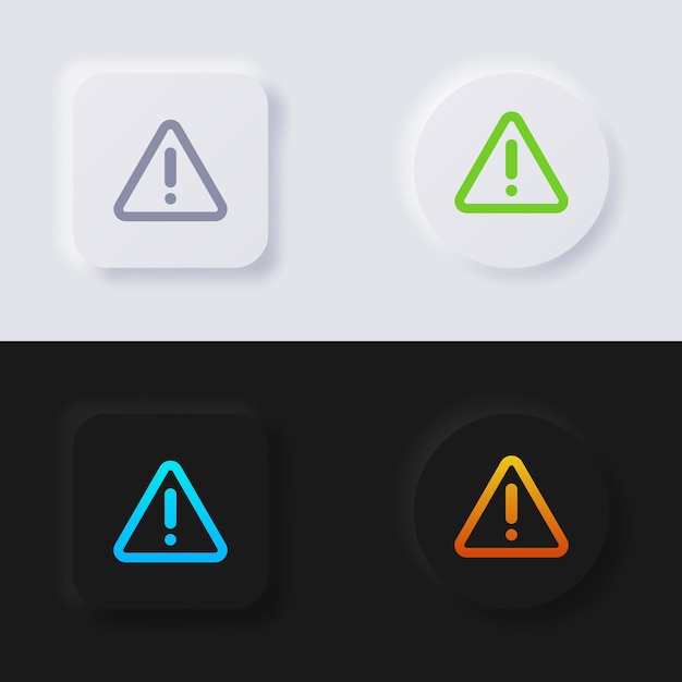 exclamation mark symbol warning symbol icon set multicolor neumorphism button soft ui design for web design application ui and more button vector