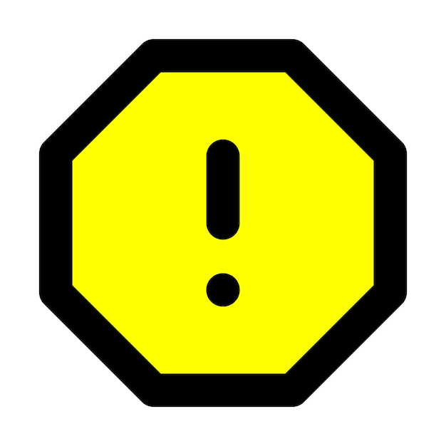 exclamation mark of yellow octagon alert warning icon sign vector flat design for website app mobile