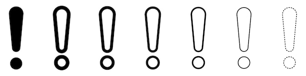 Vector exclamation marks set of black and white linear exclamation marks