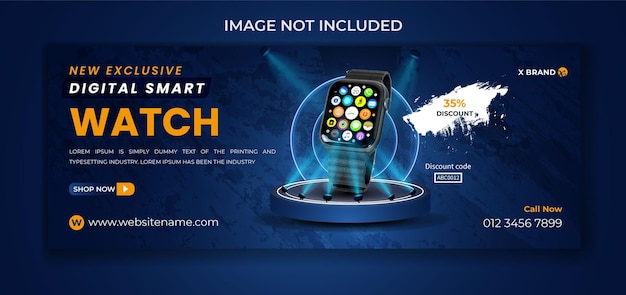 Exclusieve banner voor sociale media van het merk smartwatch en bannersjabloon voor productgadgets