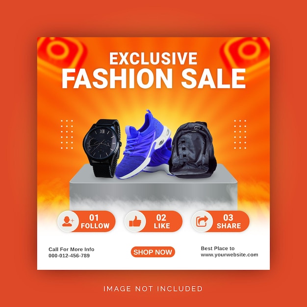 Exclusieve instagram fashion sale banner social media post-sjabloon