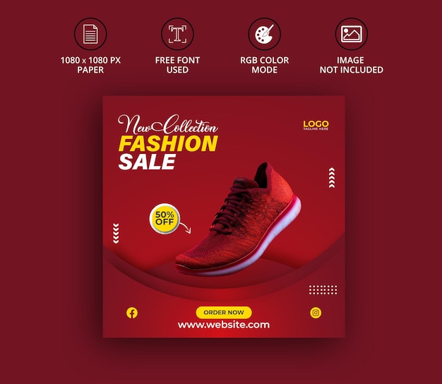 Exclusieve nieuwe schoenencollectie social media banner instagram postsjabloon