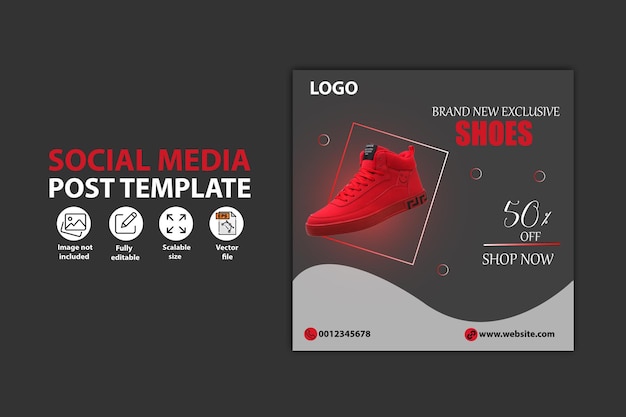 Exclusieve schoenen social media post sjabloon vector bestand