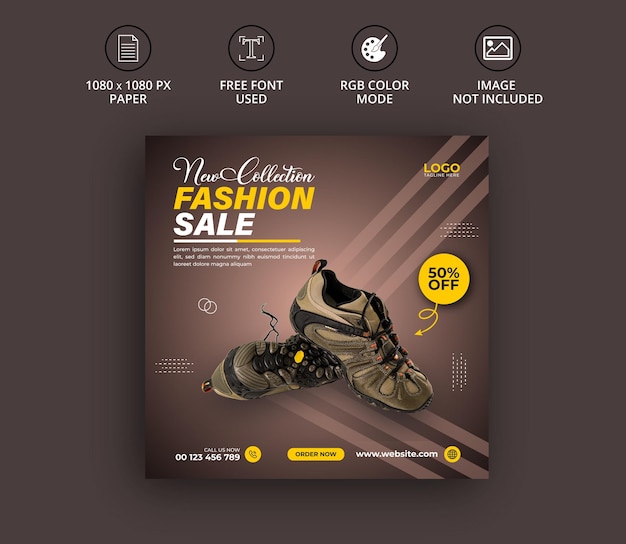 Exclusieve schoenencollectie social media banner instagram postsjabloon