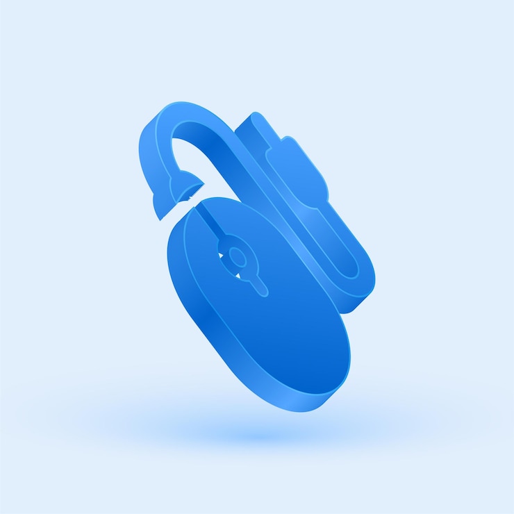 Vector exclusive 3d blue computer mouse icon with sleek cool background