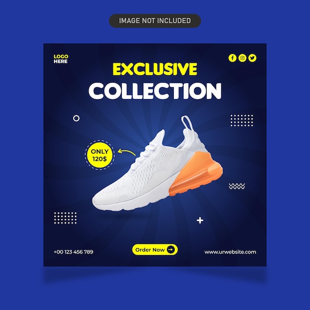 Exclusive collection shoe sale social media post template design