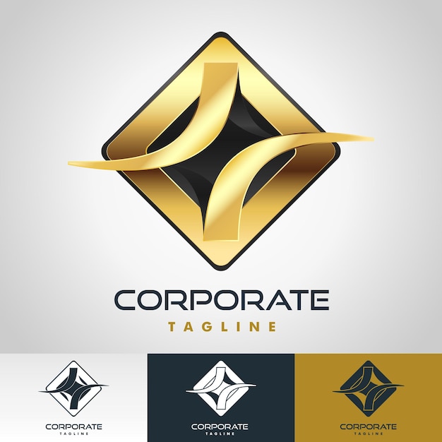 独占的な企業ロゴの金色の黒のスワッシュ