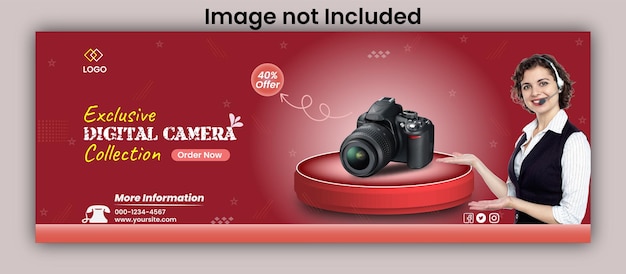 Vector exclusive digital camera facebook cover page template