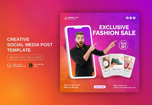 Esclusivo concetto di vendita di moda social media post ad instagram ad banner post template