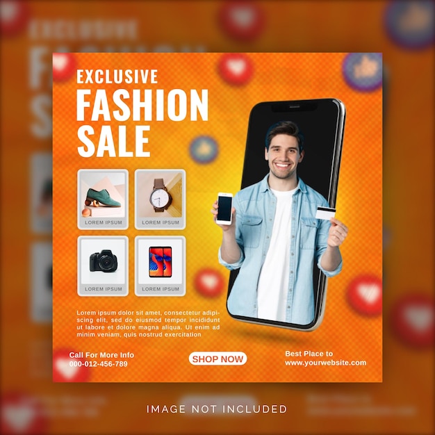 Exclusive Fashion Sale Instagram Banner Ad Concept Social Media Post Template