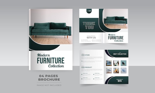 Vector exclusive furniture discount sale bifold 4 page brochure design template