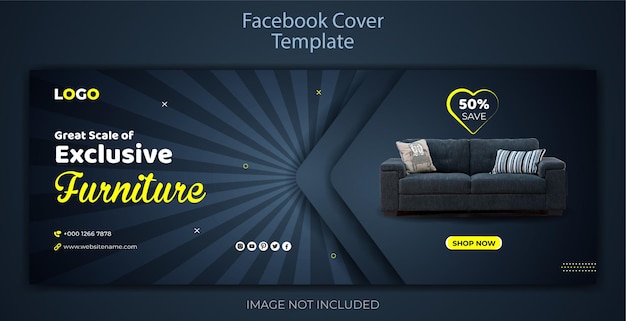 Vector exclusive furniture sale facebook cover promotional template