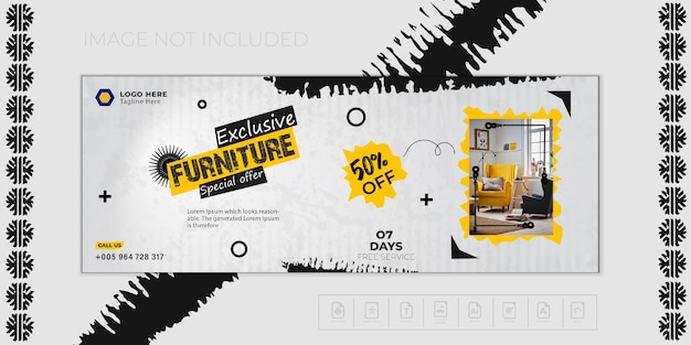 Exclusive furniture sale offer social media unique post or banner design template premium vector