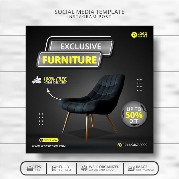 Exclusive Furniture Social Media Post Template Promotion