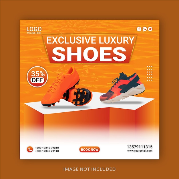 독점 럭셔리 신발 Instagram 배너 광고 컨셉 소셜 미디어 포스트 템플릿