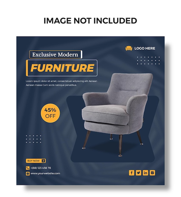 exclusive modern furniture for sale social media post or square banner template