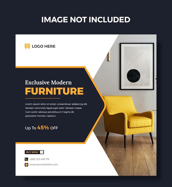 販売のための排他的なモダンな家具ソーシャルメディアの投稿または正方形のバナーテンプレート