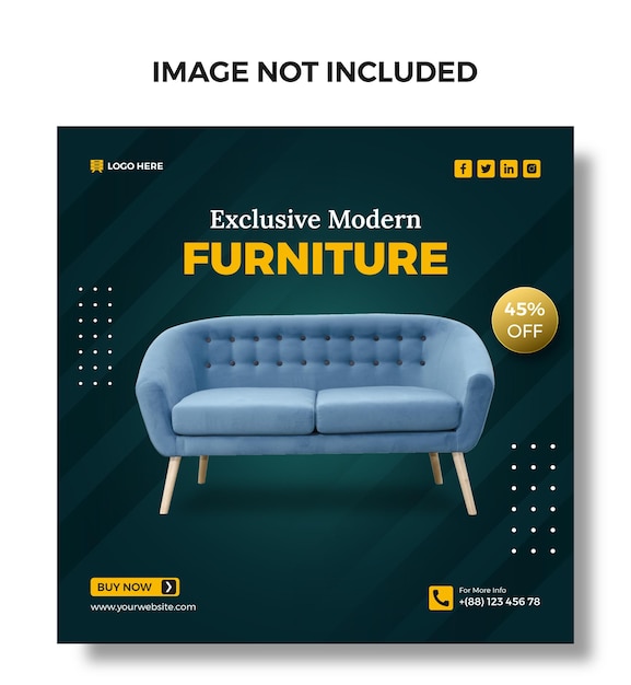 Exclusive modern furniture for sale social media post or square banner template