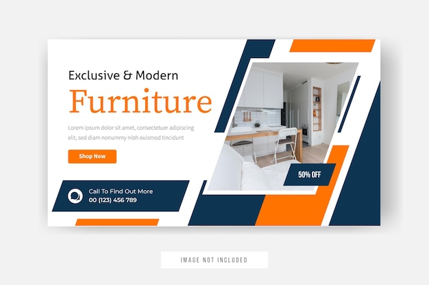 Exclusive and modern furniture YouTube thumbnail design premium vector