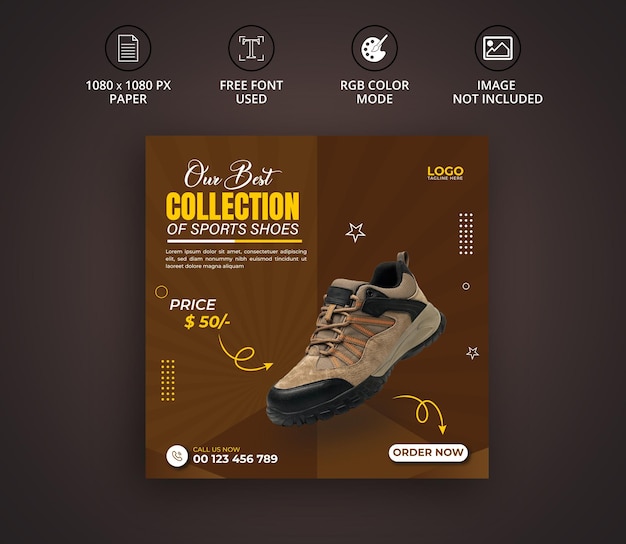 Exclusive new shoes collection social media banner instagram post template